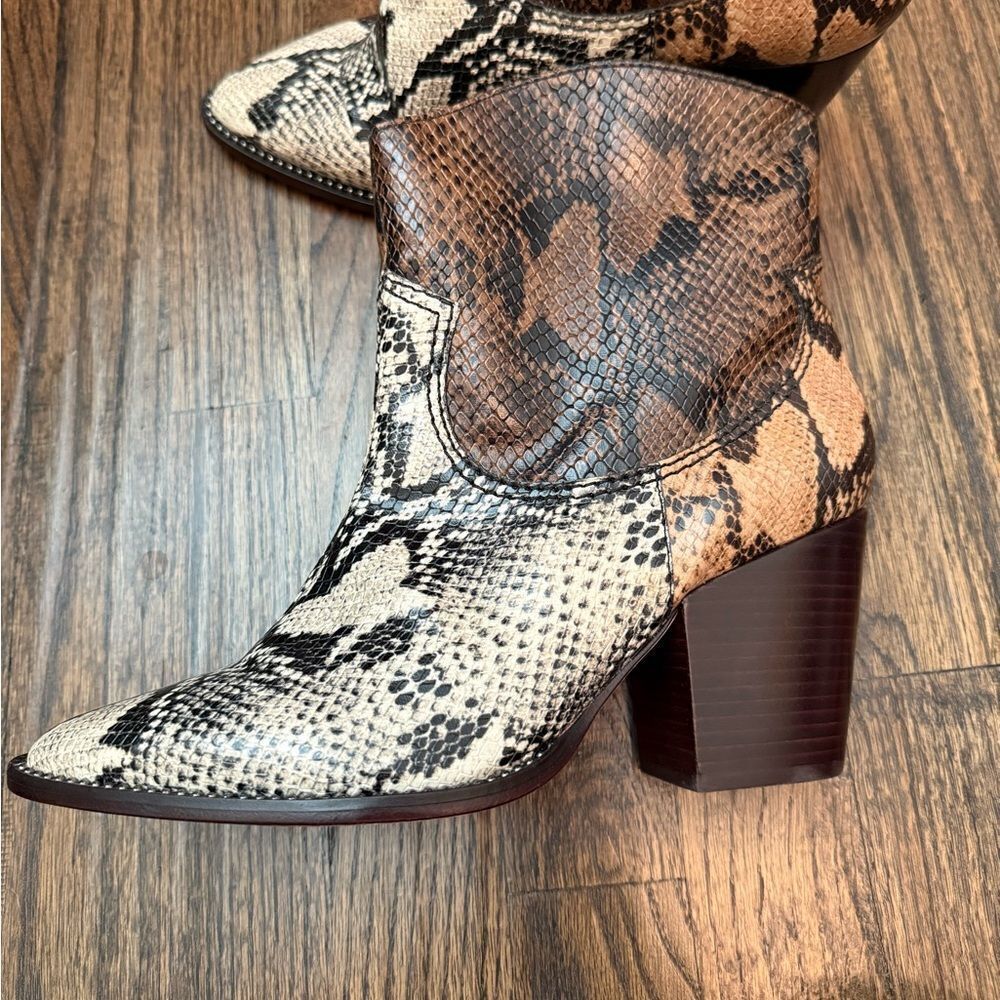 SCHUTZ Women's Haven Snake-Print Western Booties